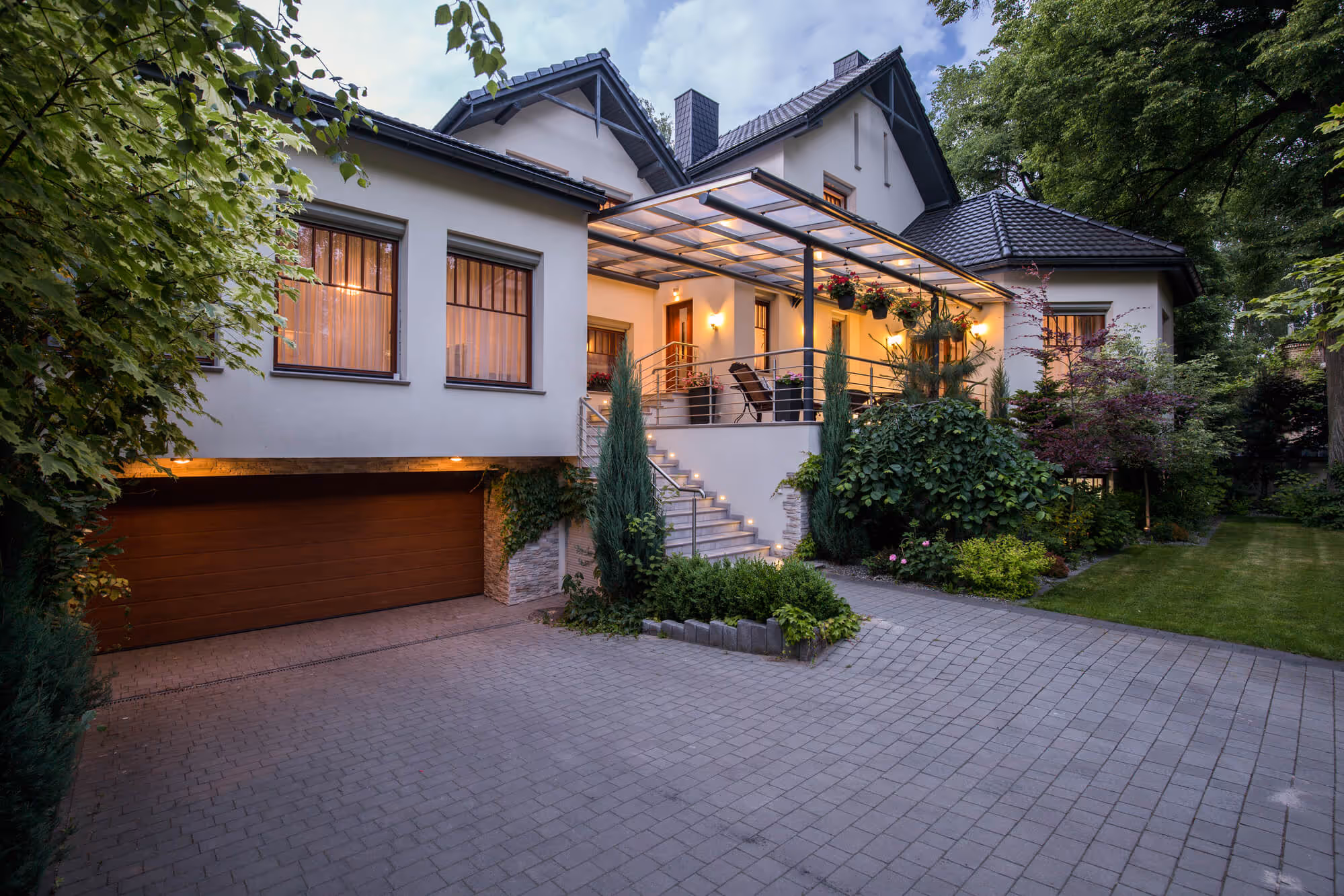 Photo of a beautiful koi pond with elegant landscaping around it